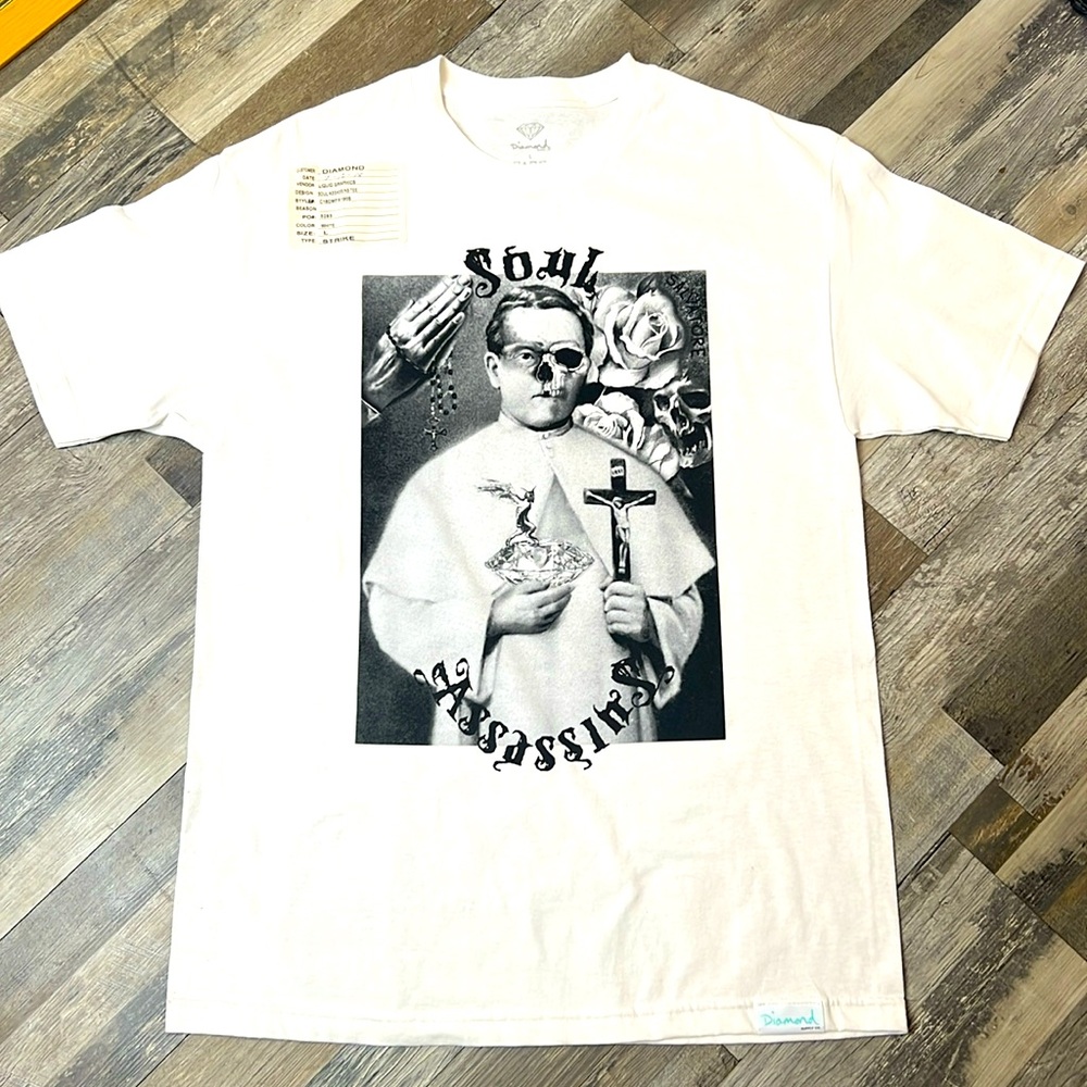DIAMOND SUPPLY CO. X SOUL ASSASSINS EXCLUSIVE COLLABORATION tee hite sz. L 🆕